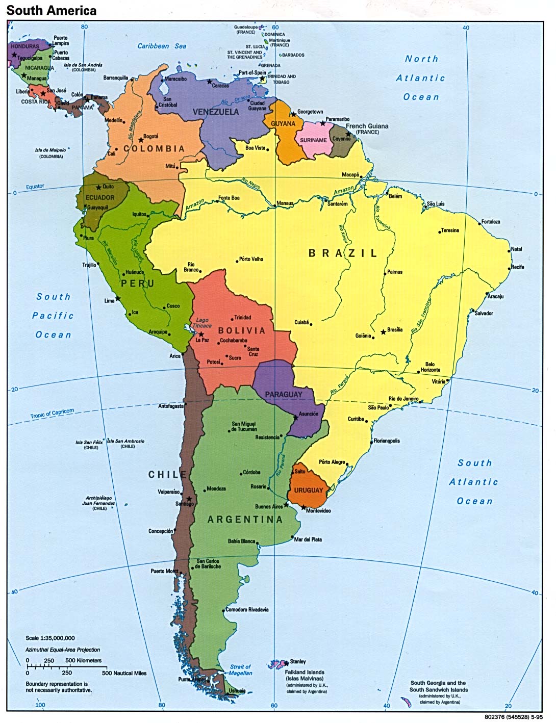 Mapa Completo De Sur America